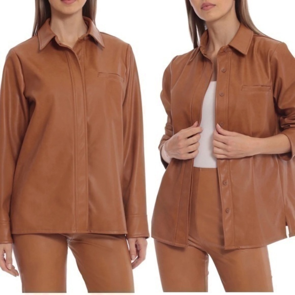 Bagatelle Faux Leather Button Down Size XL